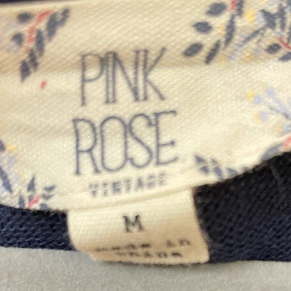 Pink rose button down tie front long sleeve shirt - Picture 3 of 3